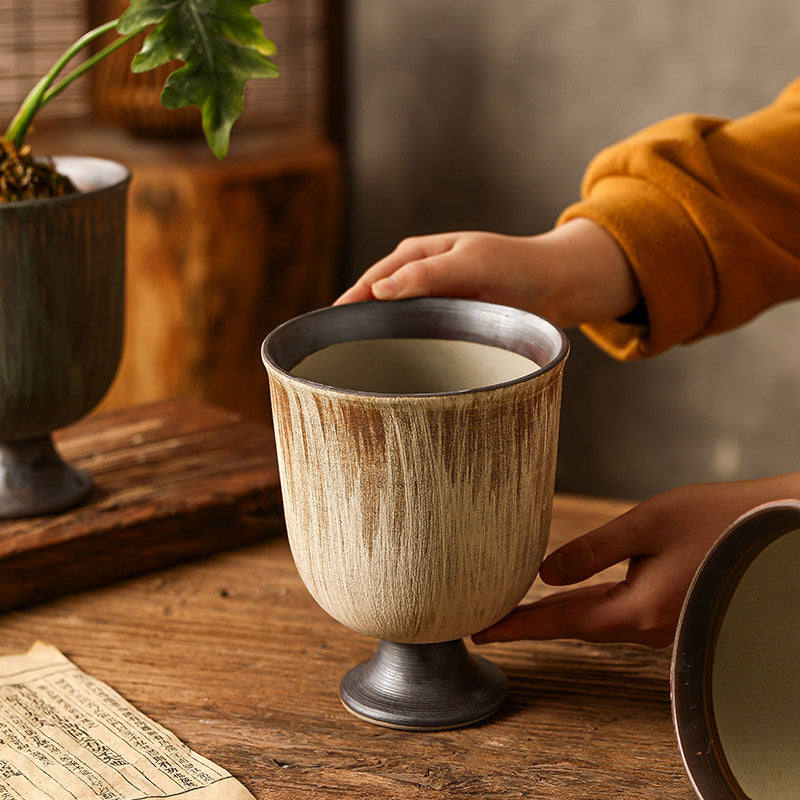 Handmade Rustic Ceramic Pedestal Planter
