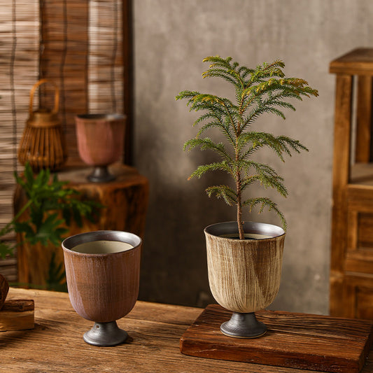 Handmade Rustic Ceramic Pedestal Planter