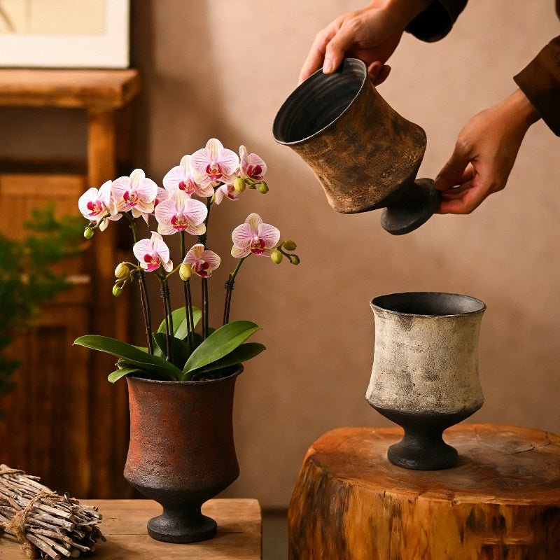 Wabi-Sabi Footed Ceramic Planter
