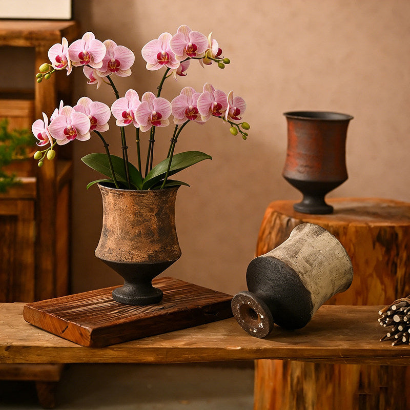 Wabi-Sabi Footed Ceramic Planter