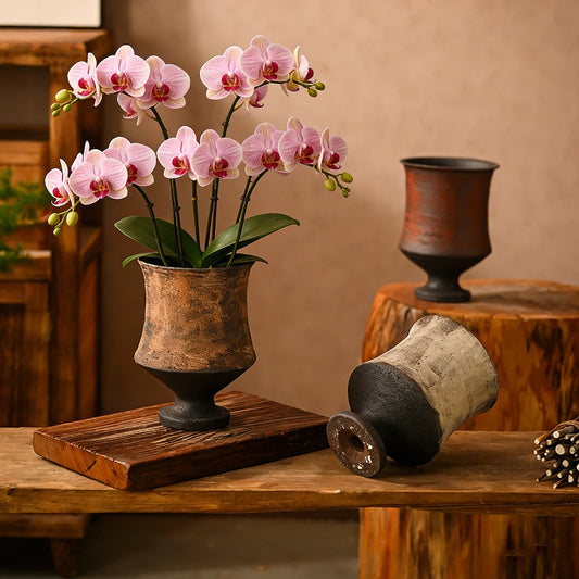 Wabi-Sabi Footed Ceramic Planter
