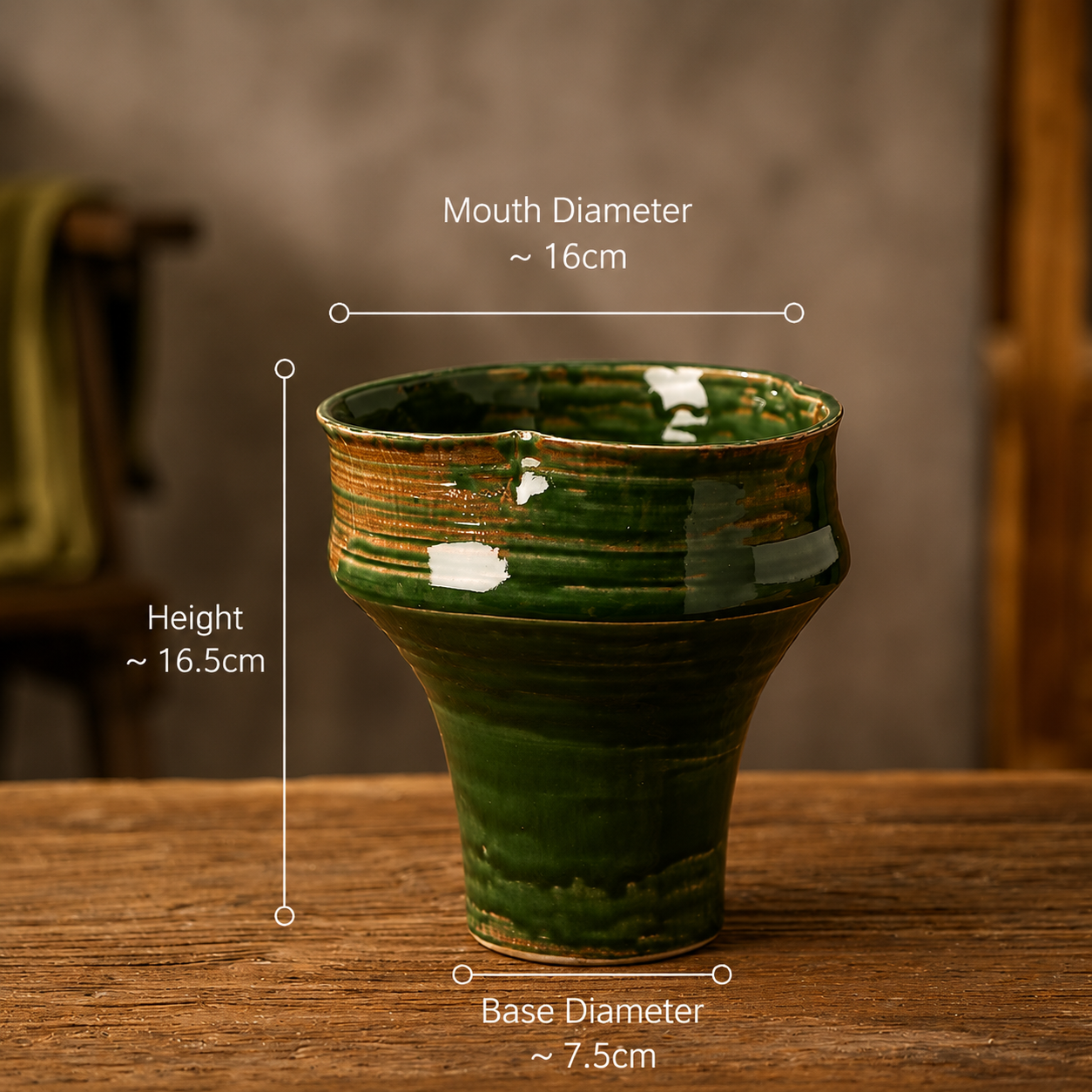 Vintage Green Glazed Ceramic Orchid Planter