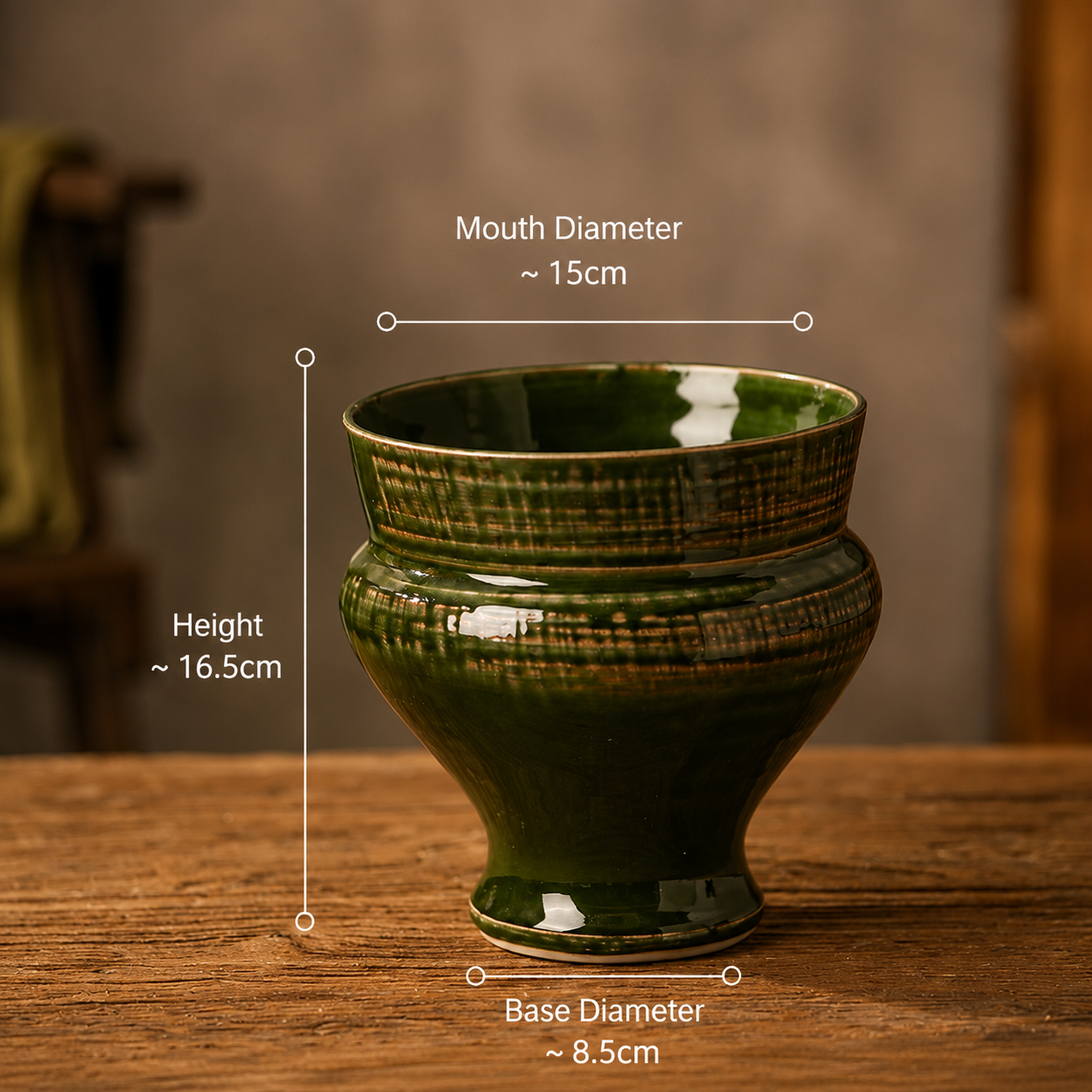 Vintage Green Glazed Ceramic Orchid Planter